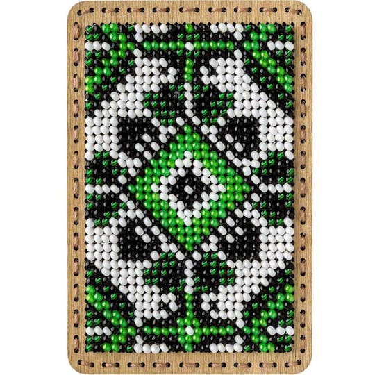 Wonderland Crafts Green & White Bead Embroidery Needle Box Kit